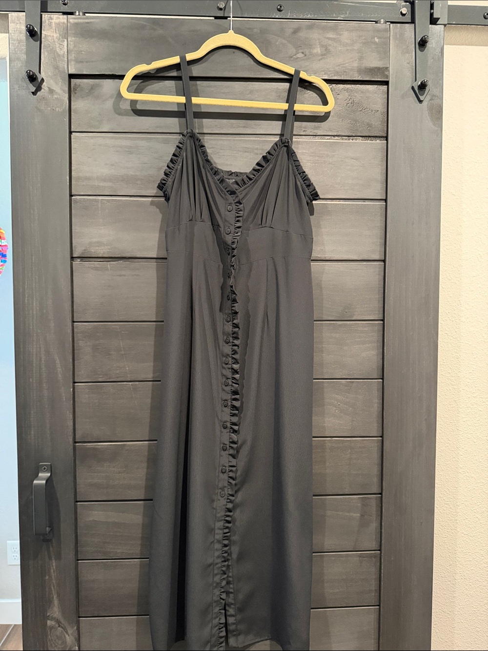Topshop Black Ruffled Button-Front Maxi Dress